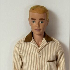 Vintage‎ 1960's Ken Flocked Blonde Striped Pajamas Japan Barbie